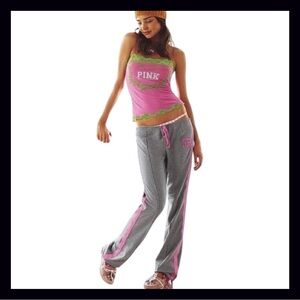Vintage Victoria’s Secret PINK Grey “Shining Pink Stars" Tracksuit Size Medium